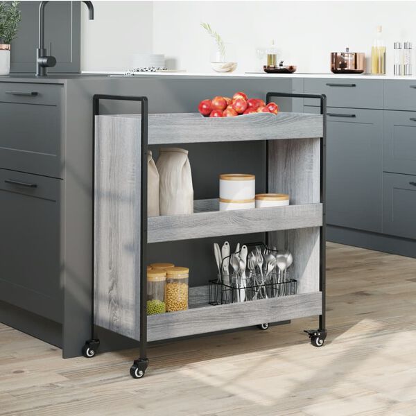 vidaXL Kitchen Trolley Grey Sonoma 70x30x82 cm Engineered Wood