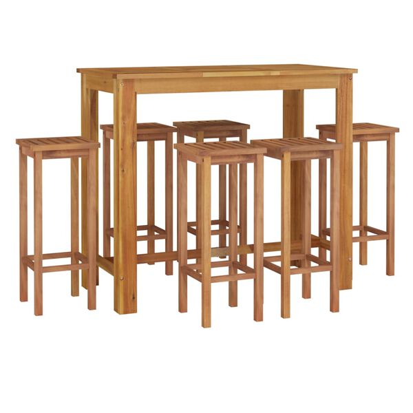 vidaXL 7 Piece Garden Bar Set Solid Wood Acacia