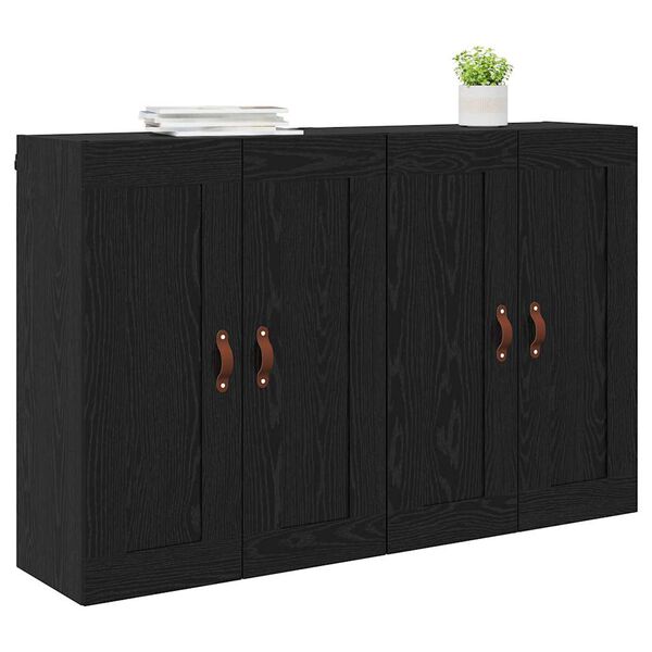 vidaXL Wall-mounted Cabinet 2 pcs Black Oak 69.5 x 34 x 90 cm