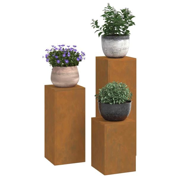 vidaXL Plant Stand 3 pcs Rusty Weather Steel
