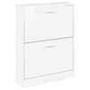 vidaXL Shoe Cabinet High Gloss White 59x17x81 cm Engineered Wood