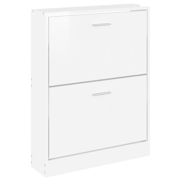 vidaXL Shoe Cabinet High Gloss White 59x17x81 cm Engineered Wood