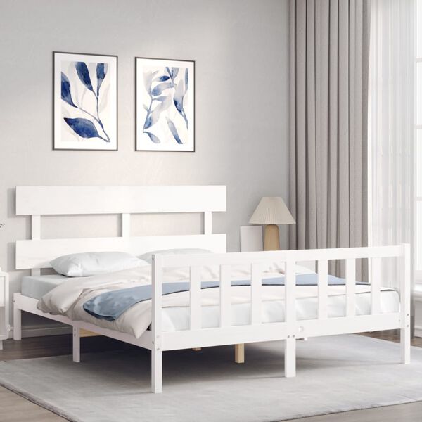 vidaXL Bed Frame without Mattress White 160x200 cm Solid Wood Pine