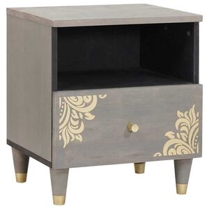 vidaXL Bedside Cabinet Grey 40 x 33 x 46 cm Solid Mango Wood