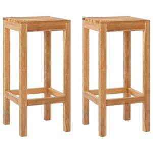 vidaXL Bar Stool 2 pcs Natural Solid Teak Wood