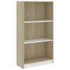 vidaXL 3-Tier Book Cabinet White&Sonoma Oak 60x24x109 cm Engineered Wood