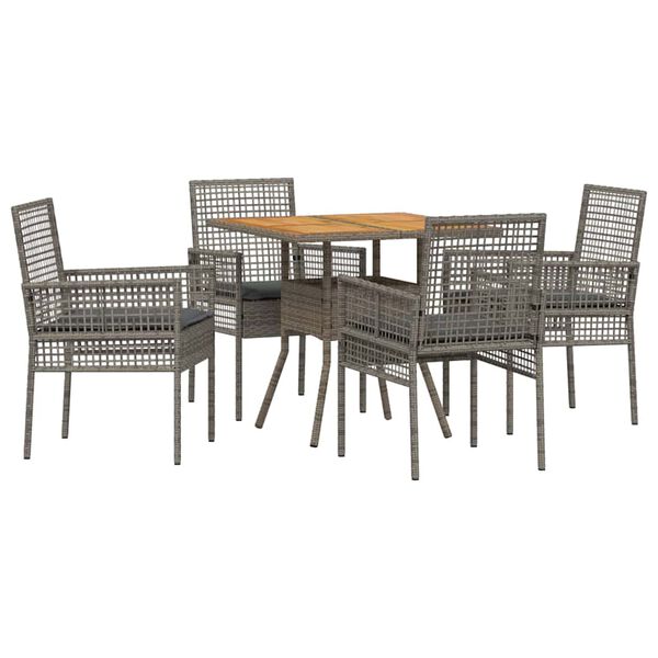 vidaXL Garden Dining Set 5 pcs Grey Poly rattan