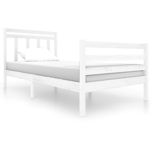 vidaXL Bed Frame without Mattress White Solid Wood 100x200 cm (810421+814080)
