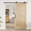 vidaXL Sliding Door Natural and Black 93 x 202 cm Solid Pine Wood