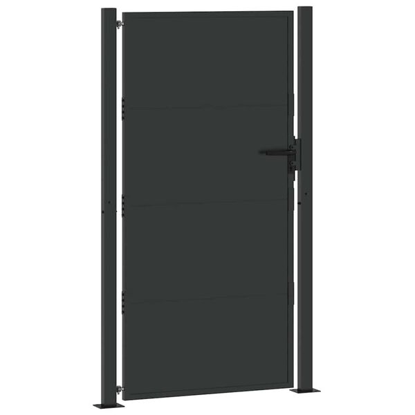 vidaXL Garden Gate with Lock Black 100 x 175 cm Powder-coated steel