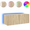 vidaXL TV Wall Cabinet with LED Lights Sonoma Oak 80x35x31 cm