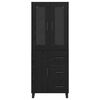 vidaXL Highboard with Drawer 2 pcs Black Oak Engineered Wood and Glass