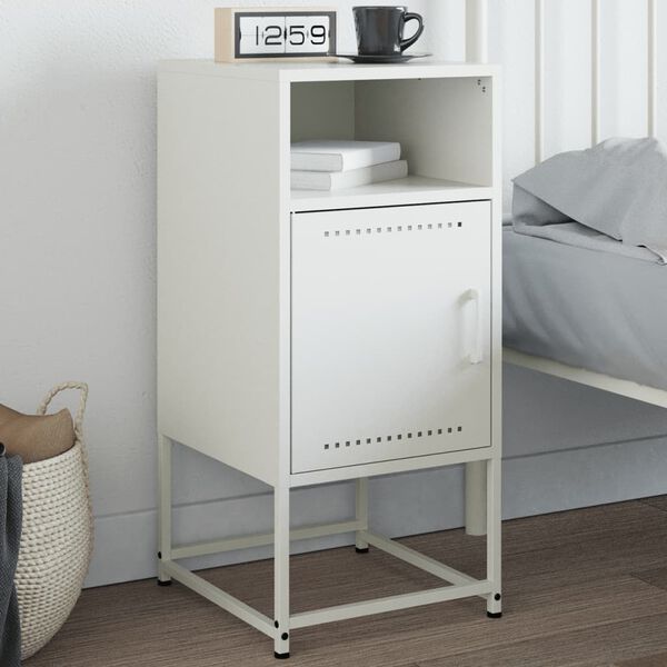 vidaXL Bedside Cabinet White 36x39x78 cm Steel