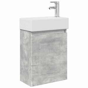 vidaXL Bathroom Vanity Unit with Tap Concrete Grey 45.5 x 22.5 x 84 cm