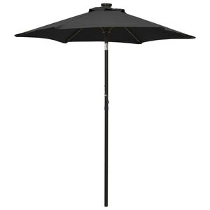 vidaXL Garden Parasol with LED Lights Black 200x211 cm Aluminium