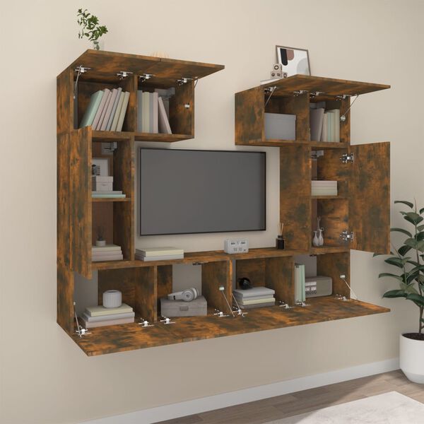 vidaXL | TV Cabinet Set | Wall-mounted 6 pcs Engineered wood