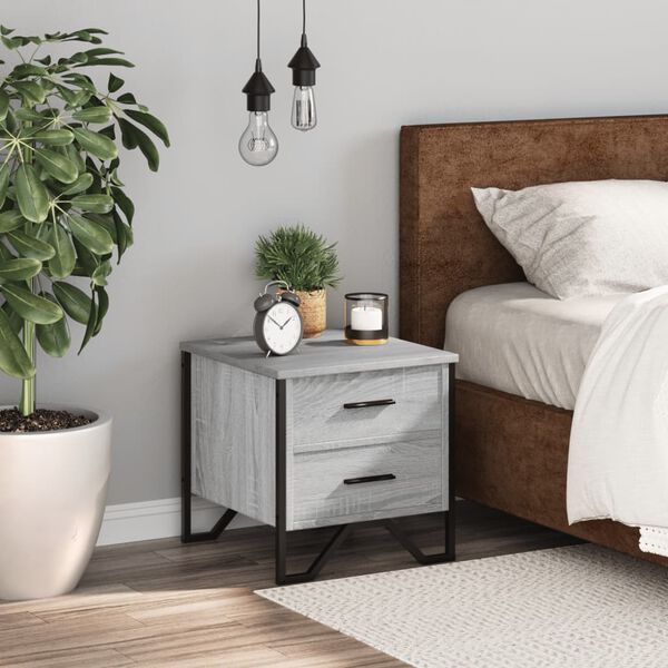 vidaXL Bedside Cabinet Grey Sonoma 40x41x40 cm Engineered Wood