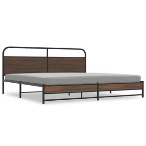 vidaXL Metal Bed Frame without Mattress Brown Oak 180x200 cm