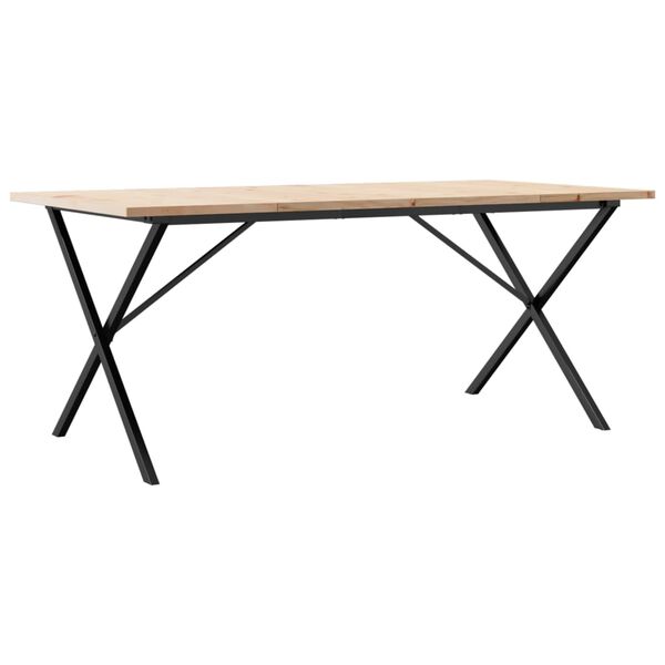 vidaXL Dining Table X-Frame 180x90x75.5 cm Solid Wood Pine and Steel