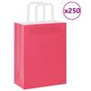 vidaXL Paper Bags 250 pcs with Handles Pink 21x11x28 cm