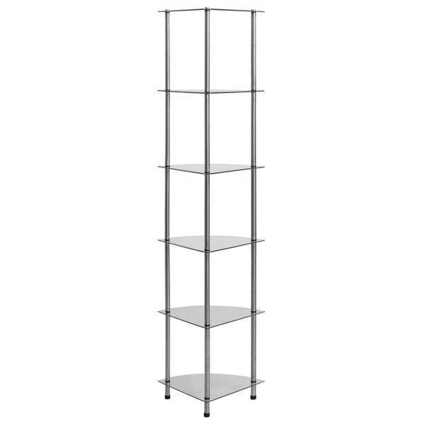 vidaXL 6-Tier Shelf Transparent 30x30x160 cm Tempered Glass