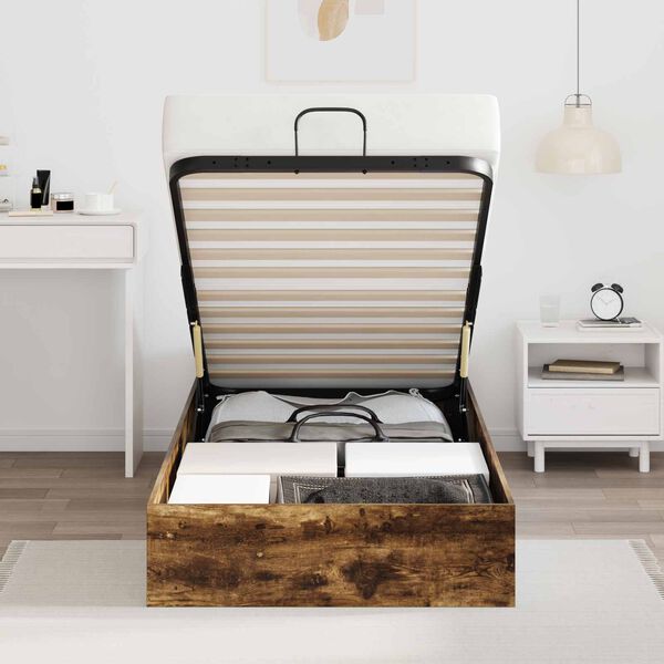 vidaXL Ottoman Bed Frame Smoked Oak 203 x 100 x 25 cm Chipboard