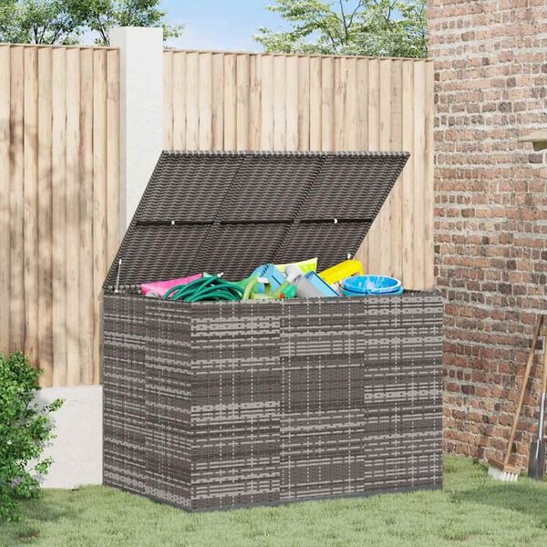 vidaXL Garden Cushion Box PE Rattan 145x100x103 cm Grey