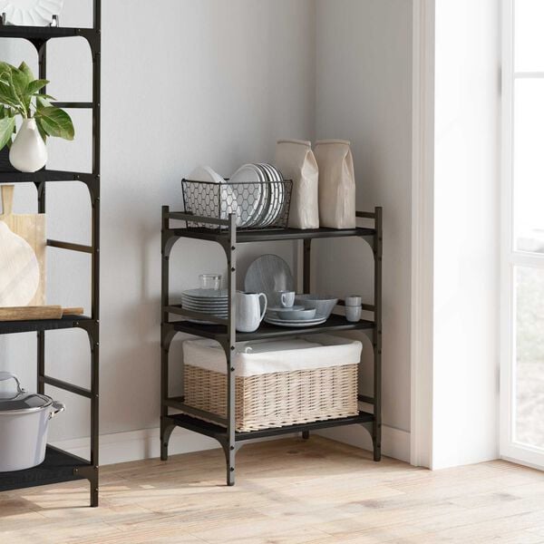 vidaXL Kitchen Trolley Black Oak 50 x 35 x 75.5 cm Engineered Wood