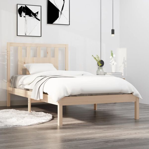 vidaXL Bed Frame without Mattress Solid Wood 100x200 cm (810007+818655)