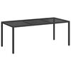 vidaXL Garden Table Black 190x90x75 cm Tempered Glass and Poly Rattan