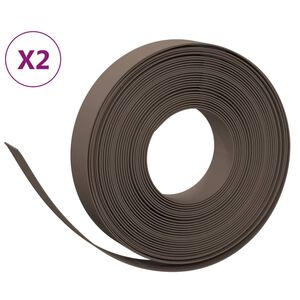vidaXL Garden Edgings 2 pcs Brown 10 m 10 cm Polyethylene