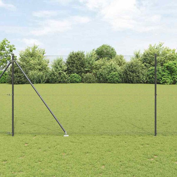 vidaXL Fence Post Grey 10 x 1.5 m (25 x 25 mm mesh) Steel