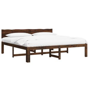 vidaXL Double Bed Frame with Headboard ROSTOCK Dark Brown 200 x 200 cm