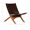 vidaXL Folding Relaxing Chair Brown Real Leather