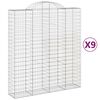 vidaXL Arched Gabion Baskets 9 pcs 200x50x220/240 cm Galvanised Iron