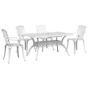 vidaXL 5 Piece Garden Dining Set White Cast Aluminium