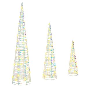 vidaXL Christmas Tree 3 pcs Warm white 20 x 20 x 80 cm PET