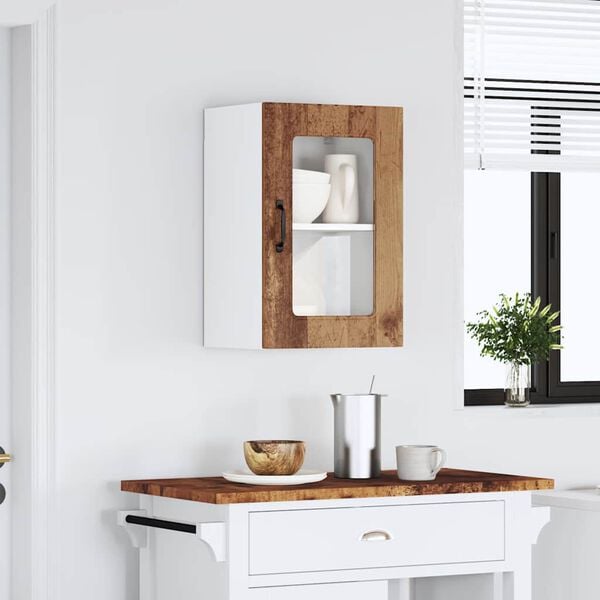 vidaXL Kitchen Wall Cabinet with Glass Door Kalmar Old Wood Engineered Wood