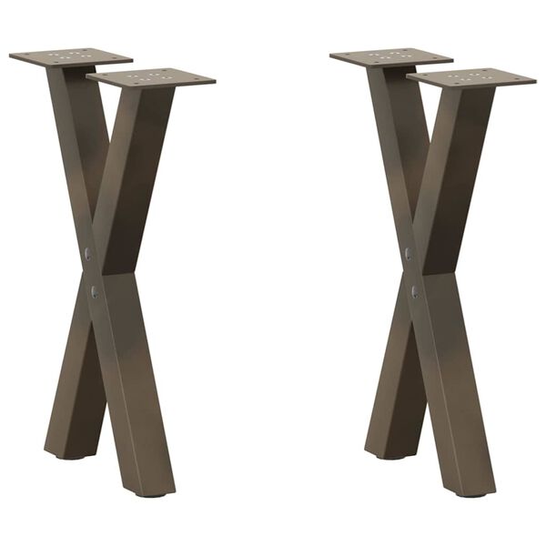 vidaXL Coffee Table Legs X-Shaped 2 pcs Natural Steel 28x(42-43) cm Steel