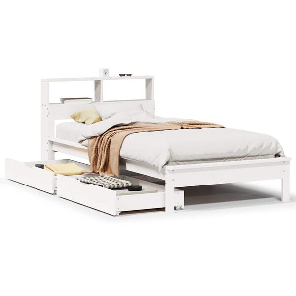 vidaXL Bookcase Bed without Mattress White 90x200 cm Solid Wood Pine