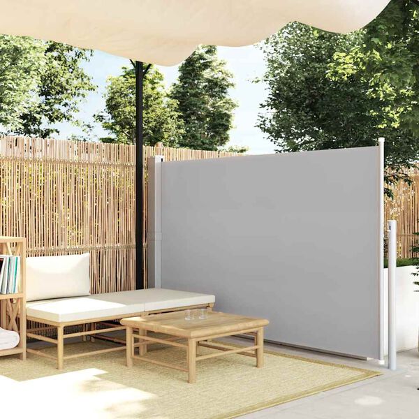 vidaXL Patio Retractable Side Awning 140x500 cm Grey