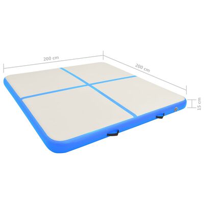 vidaXL Inflatable Gymnastics Mat with Pump 200x200x15 cm PVC Blue