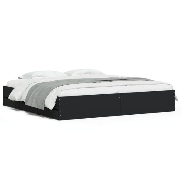 vidaXL Bed Frame with Drawers without Mattress Black 180x200 cm Super King
