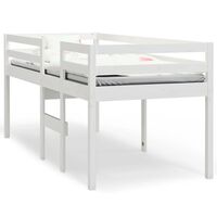 vidaXL High Sleeper Bed White 75x190 cm Small Single Solid Wood Pine