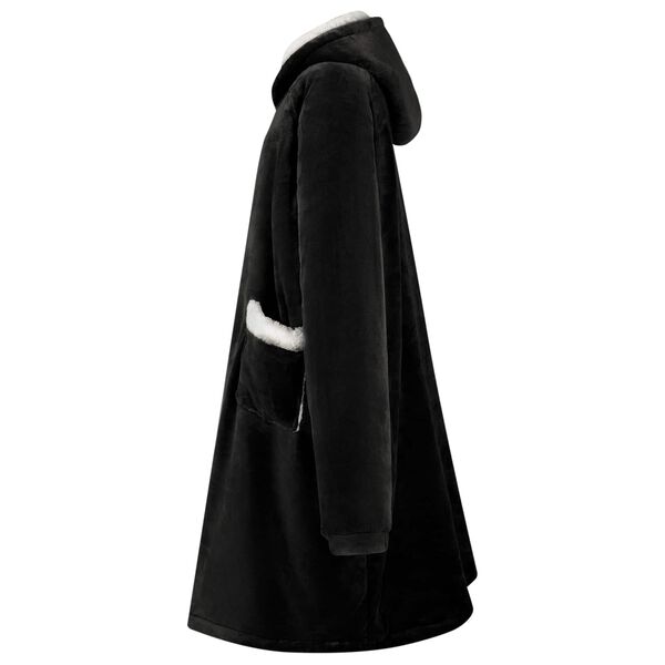 vidaXL Blanket Hoodie Black L Fleece and Flannel