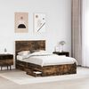 vidaXL Bed Frame with Drawer Smoked Oak 120 x 200 cm Engineer Wood