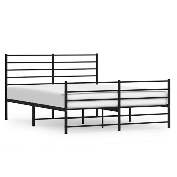 vidaXL Metal Bed Frame without Mattress with Footboard Black 140x200cm