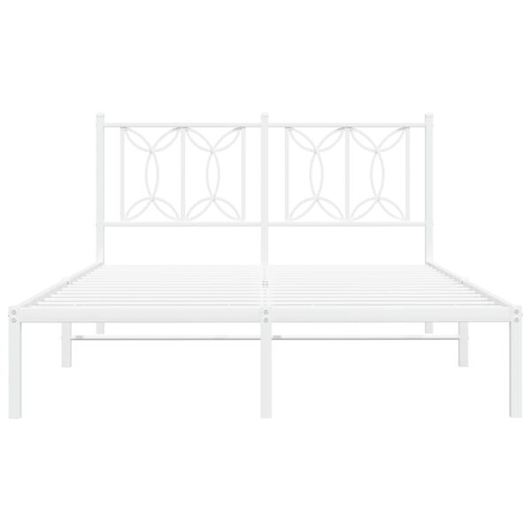 vidaXL Metal Bed Frame without Mattress with Headboard White 135x190cm