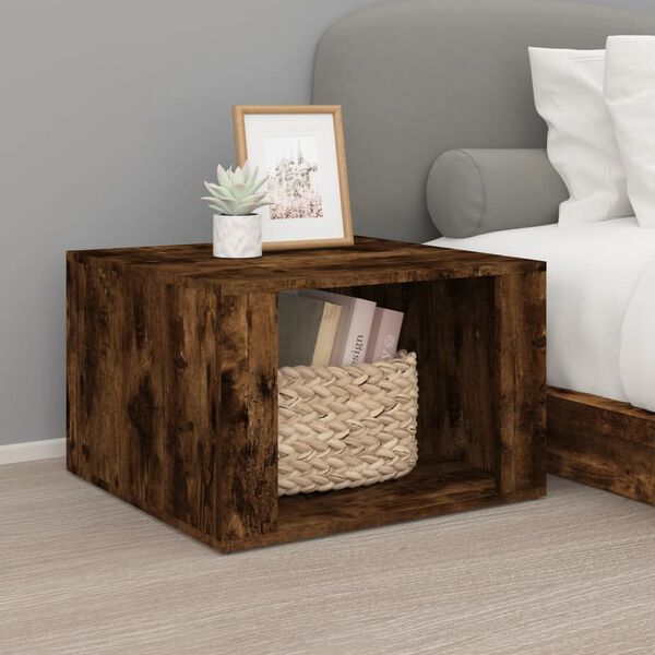 vidaXL Bedside Table Smoked Oak 57x55x36 cm Engineered Wood
