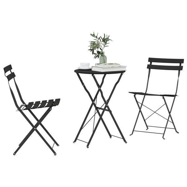 vidaXL Folding Bistro Set 3 pcs Anthracite Steel
